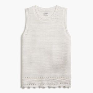 NWT!! J. CREW Factory Crochet Sweater Tank Solid White Scalloped XX-Large XXL